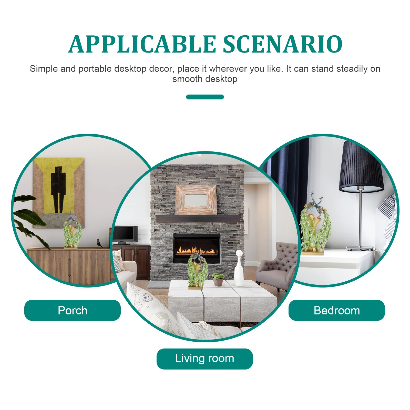 

1Pcs Resin Peacocks Statue Non-Fading Desktop Decoration Ornament Exquisite Resin Craft Decor