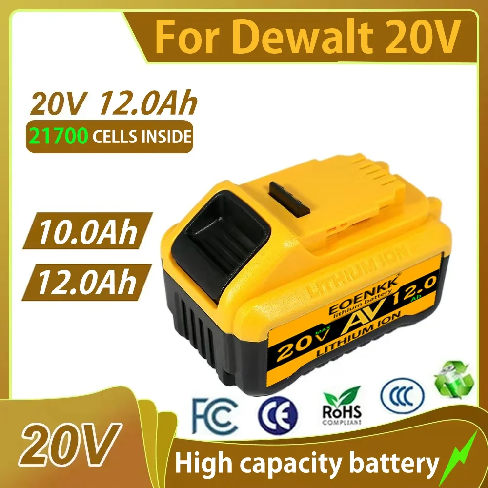 20V 12Ah 10Ah DCB203 Lithium Battery Replacement for DeWalt 18V 20V 21V olt Max DCB112 DCB184 DCB200 DCB180DCB181DCB182 DCB201
