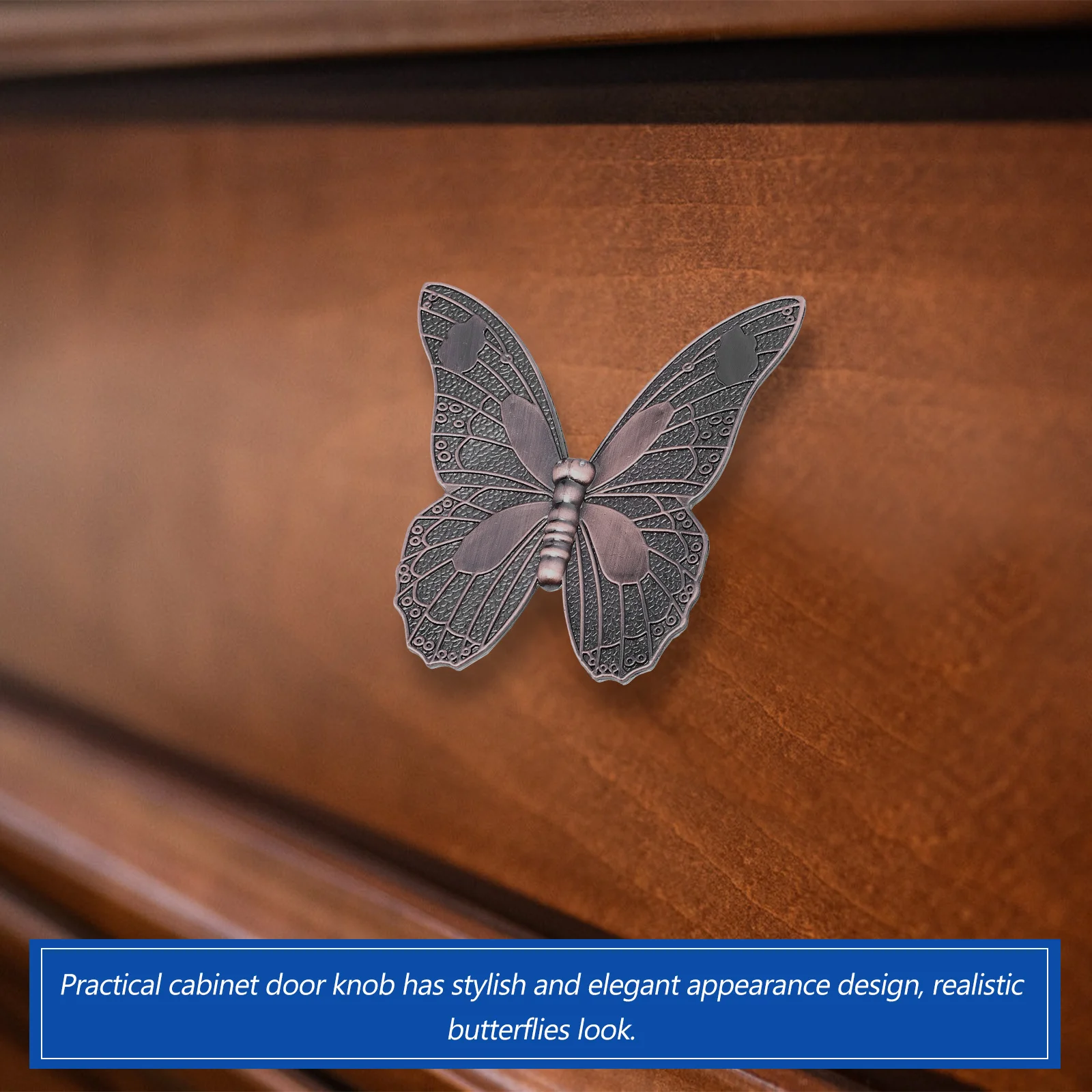 

2Pcs Red Bronze Cabinet Door Handles Fashionable Fake Butterflies Drawer Pulls Durable Zinc Alloy Knobs