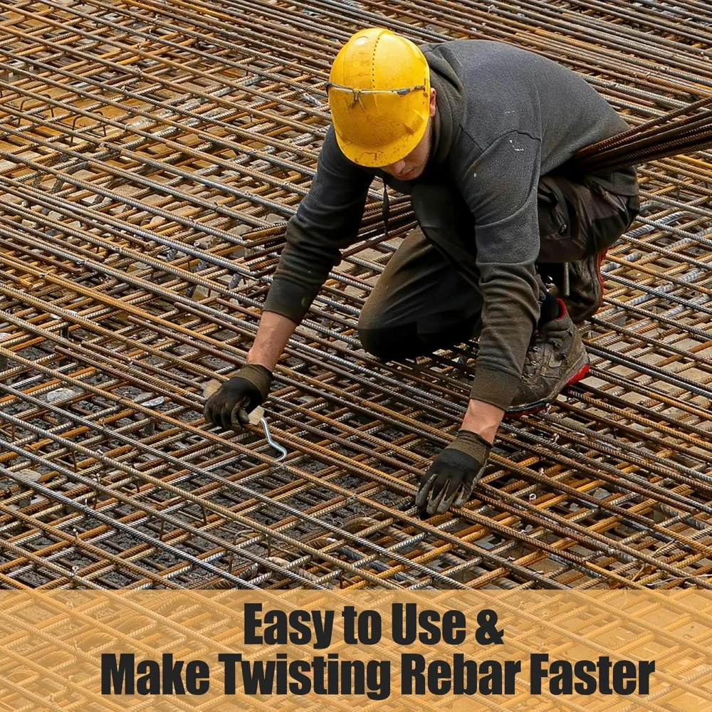 4pcs Rebar Twister with Wooden Handle Concrete Iron Wire Tie Twister Tool Hand Steel Tie Tool for Fence Twisting