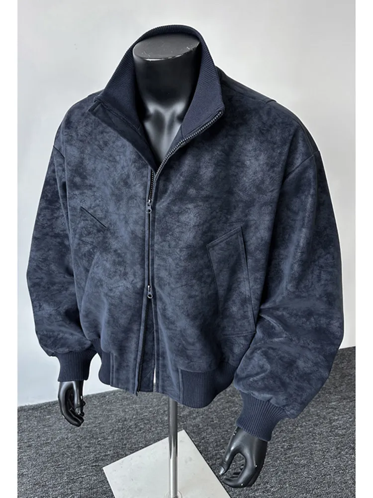 

Американский окрашенный кожаный джет, мужское модное брендовое высококачественное мотоциклетное бейсбольное игровое пальто из искусственной кожи с воротником-стойкой