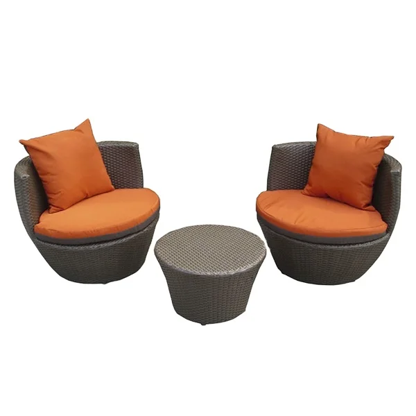 

3pcs Outdoor Garden Wicker Chair Table Set Balcony Rattan Sofa for Patio Courtyard or Hall Leisure Use