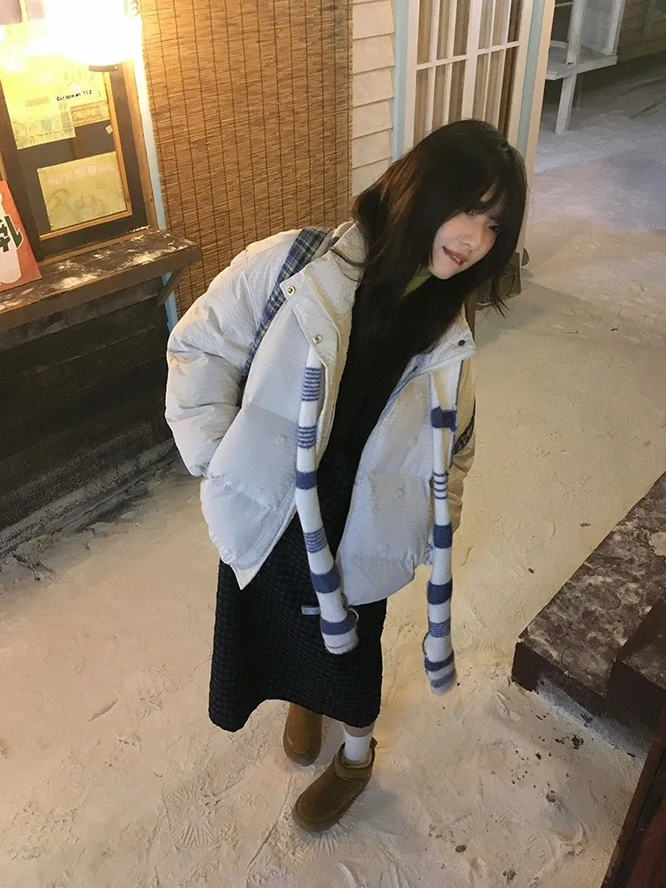 

Vousalme Winter Thiened Cotton Jaet Women Casual Scarf Sle Loose Stand Collar Bread Warm Comfortable Polyester