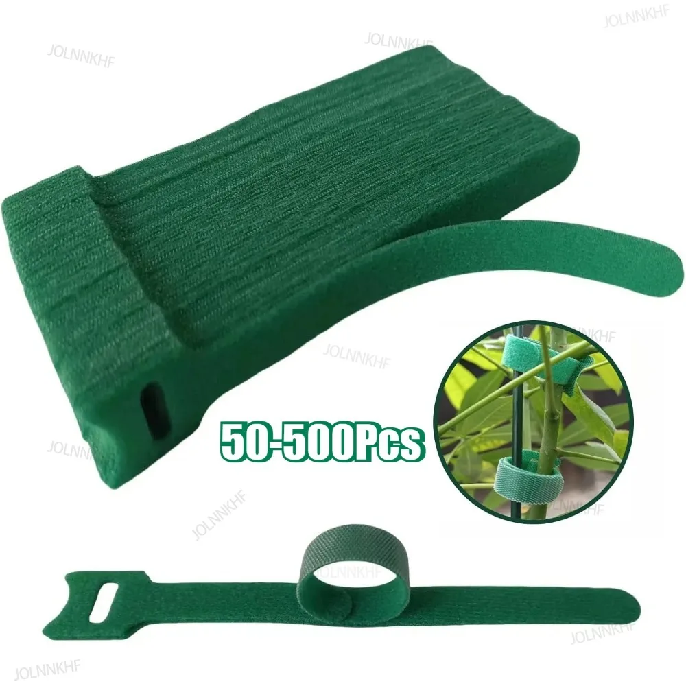 50-500Pcs Reusable Adjustable Non-Slip Nylon Plant Ties with Hook and Loop Fasteners, Gardening Applications for Support Plants