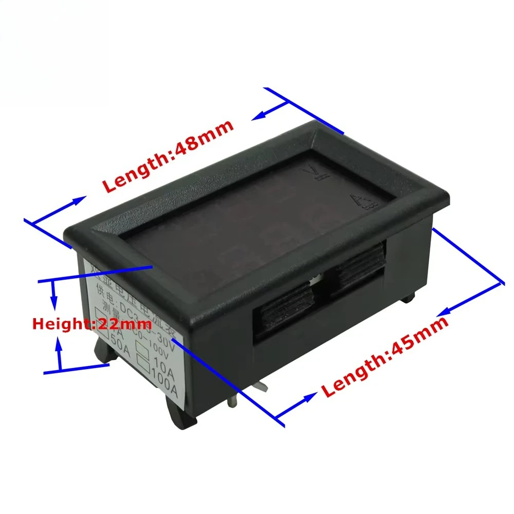 0,28 Dual Display 100V/10A Digitales Amperemeter und Voltmeter LED Farbe Rot Grün/Blau Auto Spannung Strom Meter