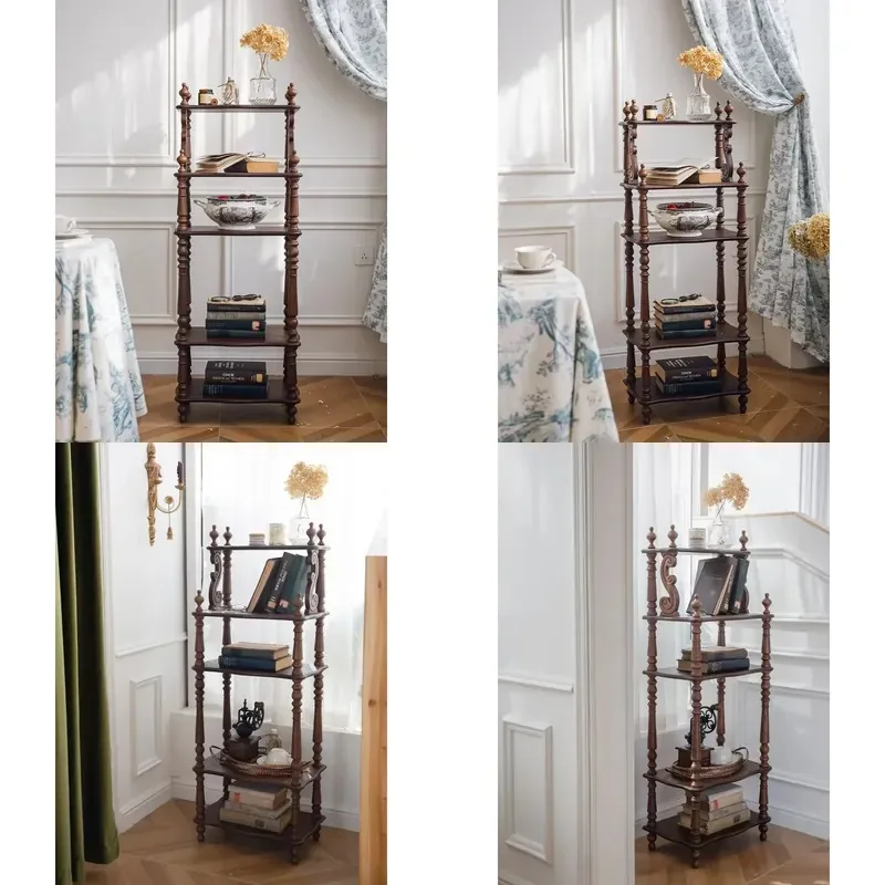 5-Tier Vertical Storage Shelf Bookshelf for Living Room Tableware Display
