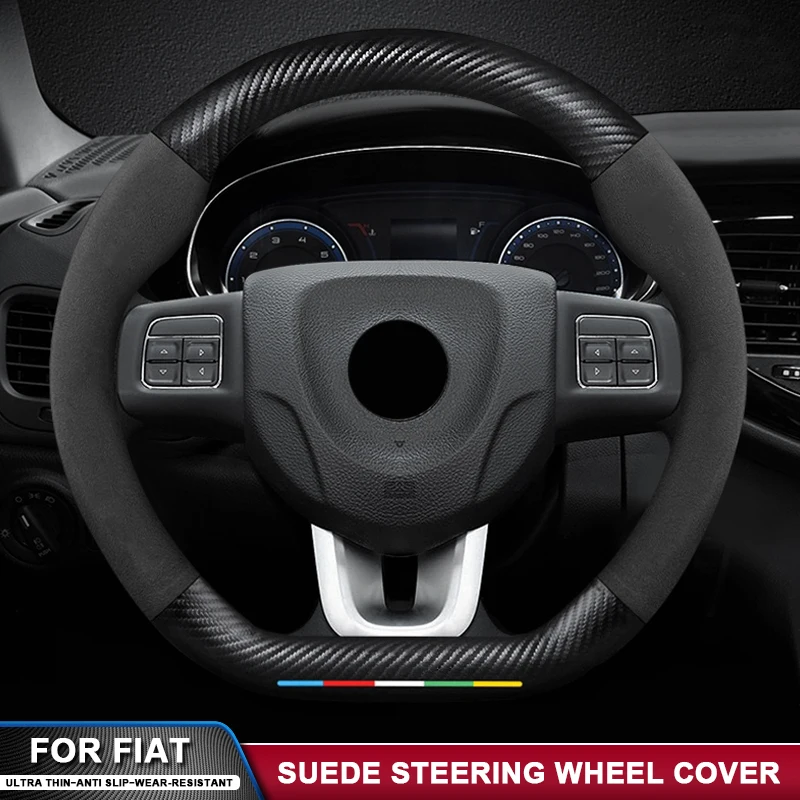 

For Fiat Panda 500 500E 500L 500X 600 Scudo Argo E-ulysse Freemont Ottimo Viaggio Grande Mobi Tipo Idea Car Steering Wheel Cover
