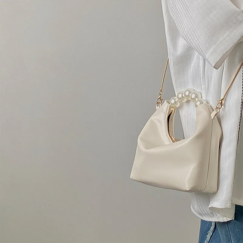 Spring Small Pearl Handbag Women's Bag New Design High Grade Chain Crossbody Bag Small Fresh Dumpling Bag Mini-chain Slung Bag