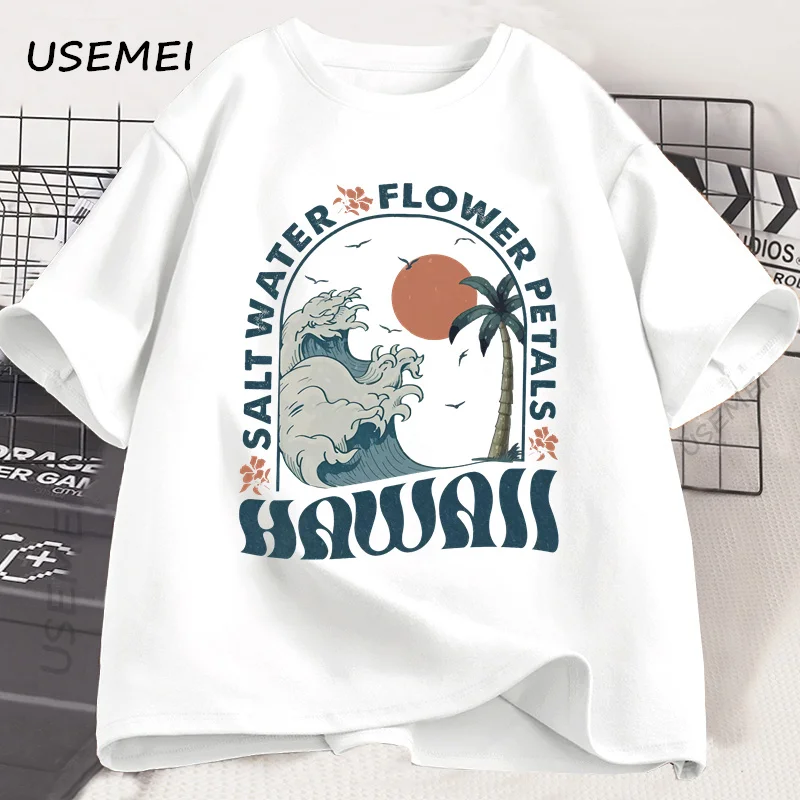 Hawaii Strand T-Shirt Ozean Strand T Shirt Männer Frauen Sommer Vibes Urlaub Grafik T Shirts Baumwolle Kurzarm Herren Kleidung