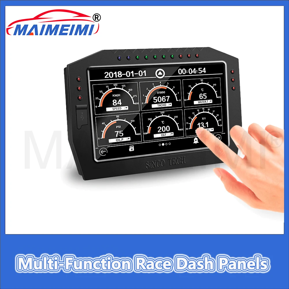 

7'' LCD Screen Universal Digital DashBoard Race Dash Auto Speedometer Tachometer Cluster Multifunction Gauge for Car