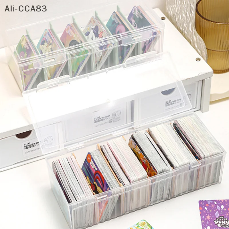 جديد صندوق تخزين من البلاستيك الشفاف Photocards صندوق تخزين البطاقات الصغيرة مكتب منظم صندوق تصنيف صندوق القرطاسية #5