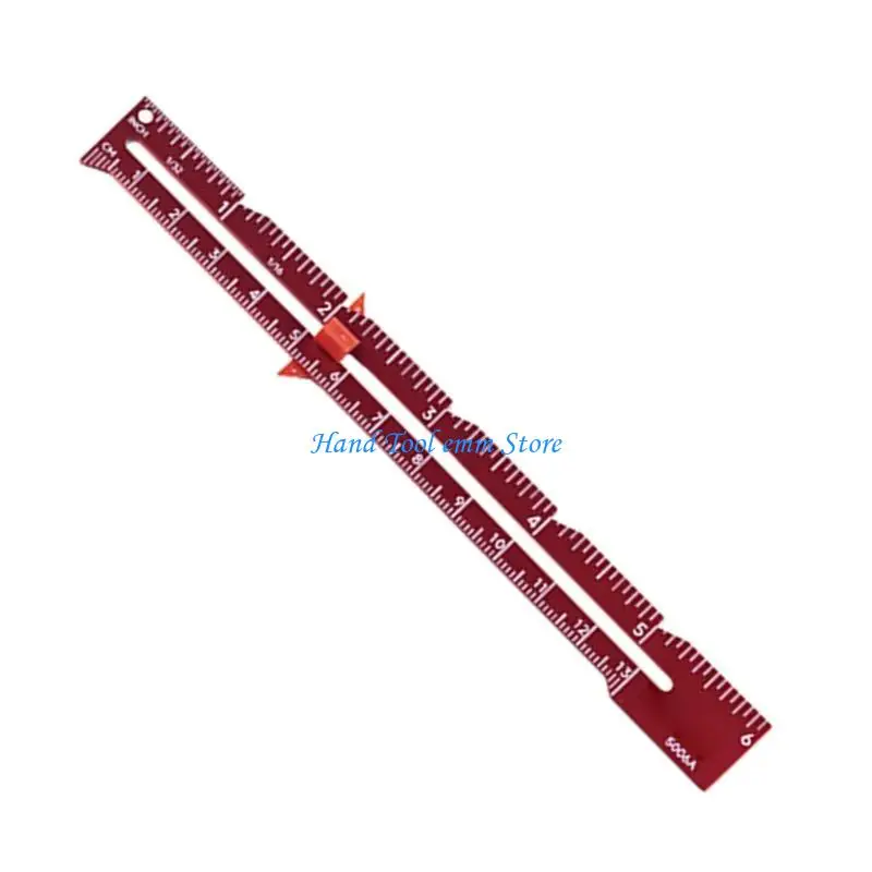 H37F 6Inch Sliding Sewing Gauge Aluminum Alloy Sewing Measuring Ruler Fabric Quilting Ruler for Quilting Knitting Hemming