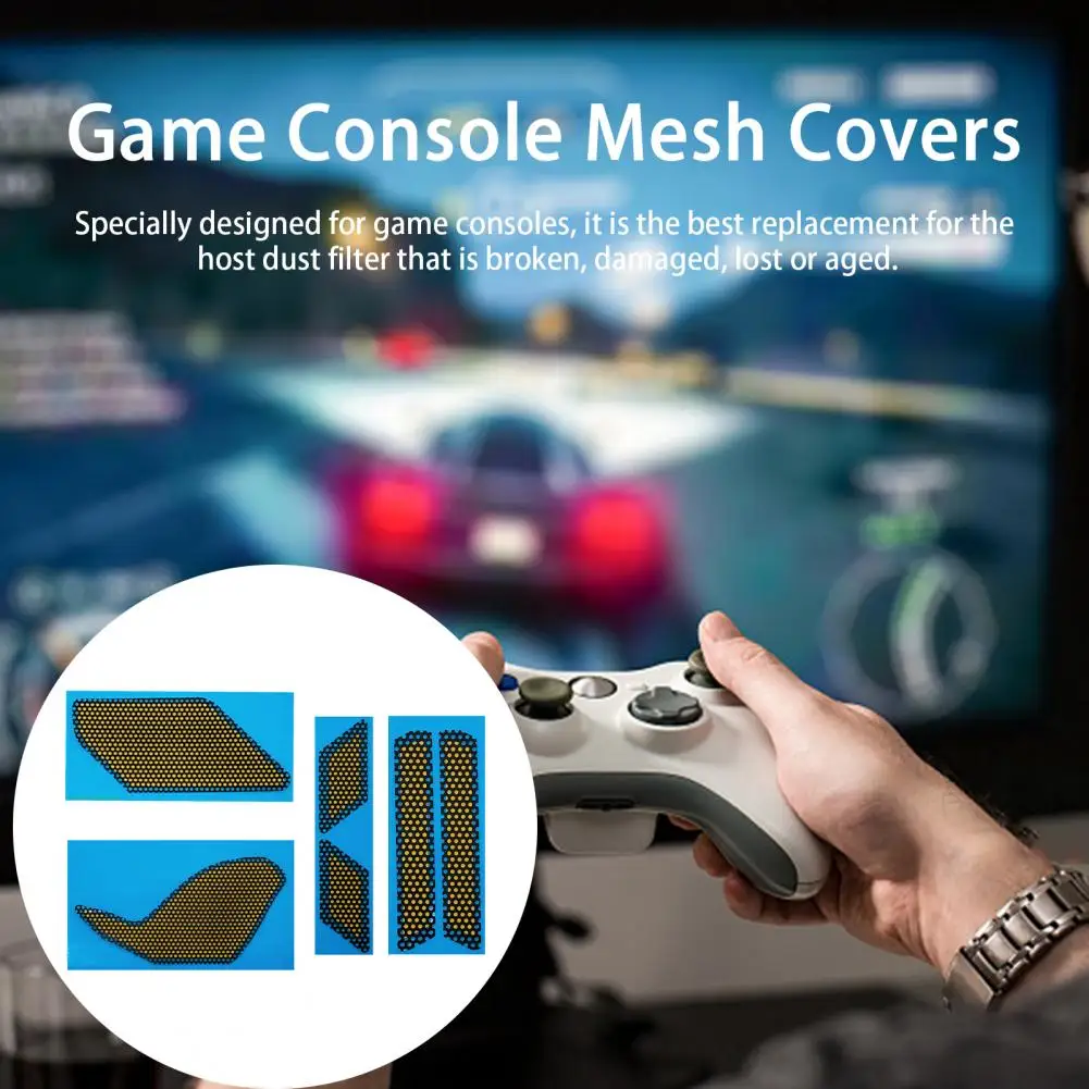 เคสป้องกัน6ชิ้นผ้าคลุมตาข่ายกันฝุ่นสำหรับเครื่องเล่นเกมแผ่นกรองแบบมีกาวในตัวมีความเหนียวทนทานสำหรับ ROG