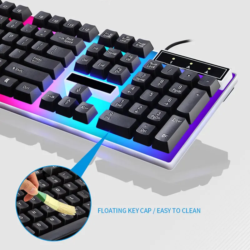 Juego combinado de teclado y ratón para Gamer, LED RGB, 104 teclas, con cable, para Notebook, portátil, escritorio, PC y tableta