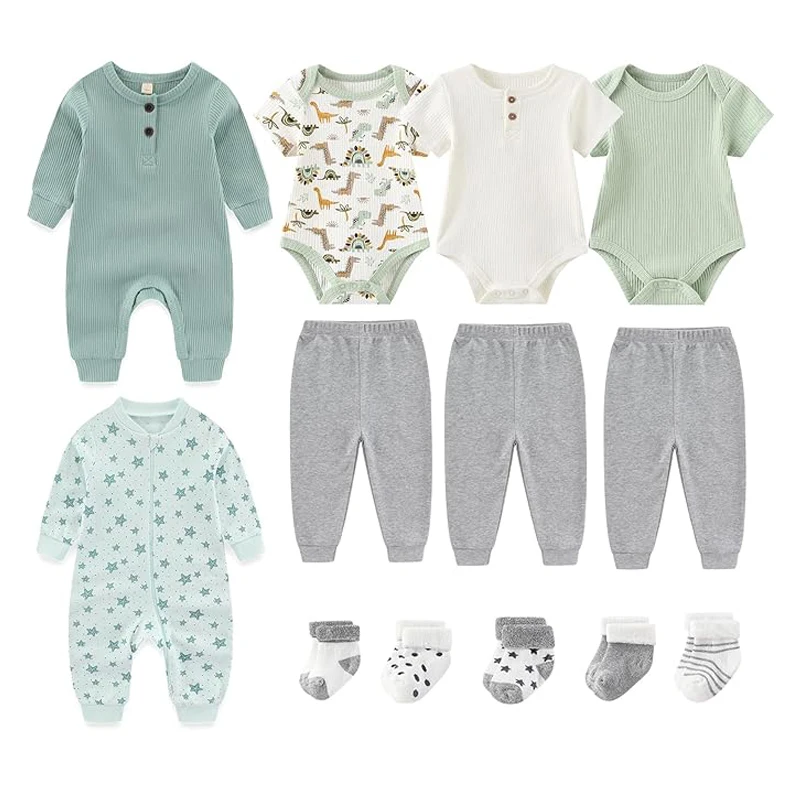 13 Pieces Unisex Newborn Baby Girl Clothes Sets 0-12M Cotton Baby Boy Clothes Jumpsuits+Pants+Socks Sets Autumn Cartoon