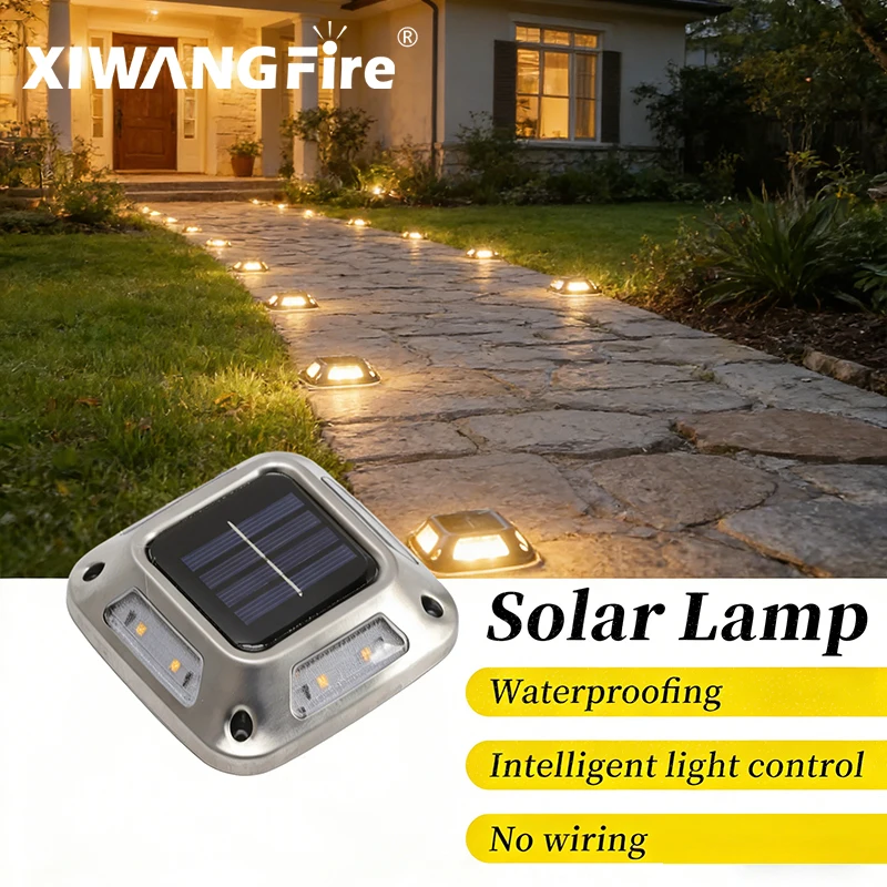 1 Stück 8 LED Solar-Bodenleuchte, Solarlampe Wasserdicht, Weißes Warmlicht, Solar-Gartenlampe für Außenbereiche, Hofeinfahrten, Markierungsleuchte
