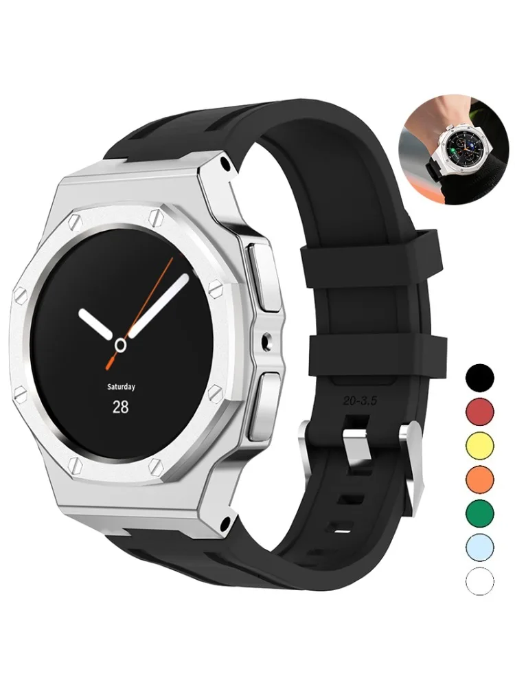 Luxe Mod Kit Voor Samsung Galaxy Horloge 8/8 Classic 40/44/46mm Legering Metalen behuizing Siliconen Band Volledige Cover Bescherming Band Set - afbeelding 2