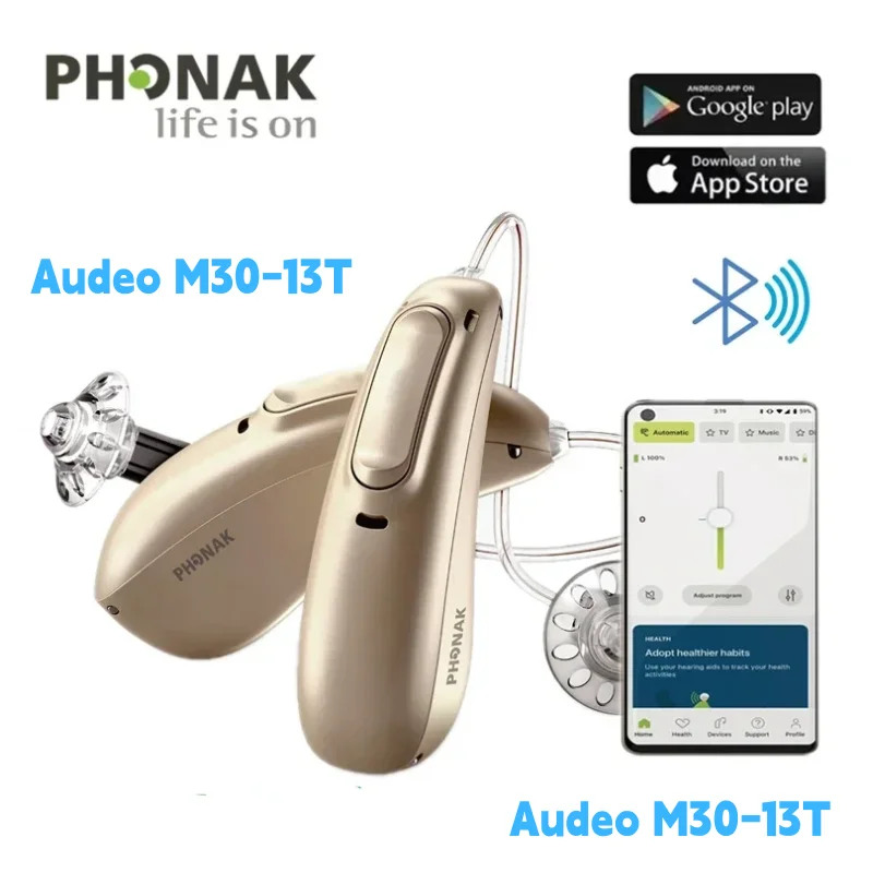 Phonak Audeo M30-13T Digitale Computergestuurde Hoortoestel 8 Kanalen RIC Geluidsversterker met Bluetooth Telecoil