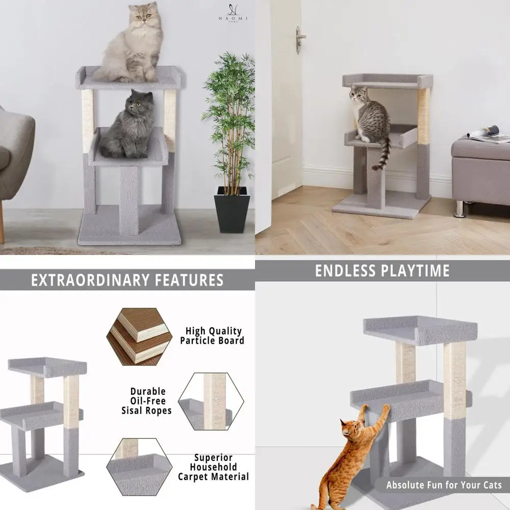 

Spacious Cat Tower with 2 Platforms, Durable Condo for Multiple Cats, Sisal Scratching Posts, Anti-Tip Design