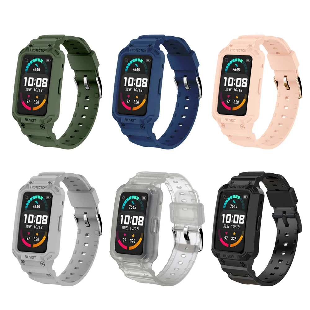 TPU Edge Shell Watchband Cover Protector Wrist Strap For Huawei Band 10/9/8/7/6 Pro Smart Wristband Full Bumper Case Accessories