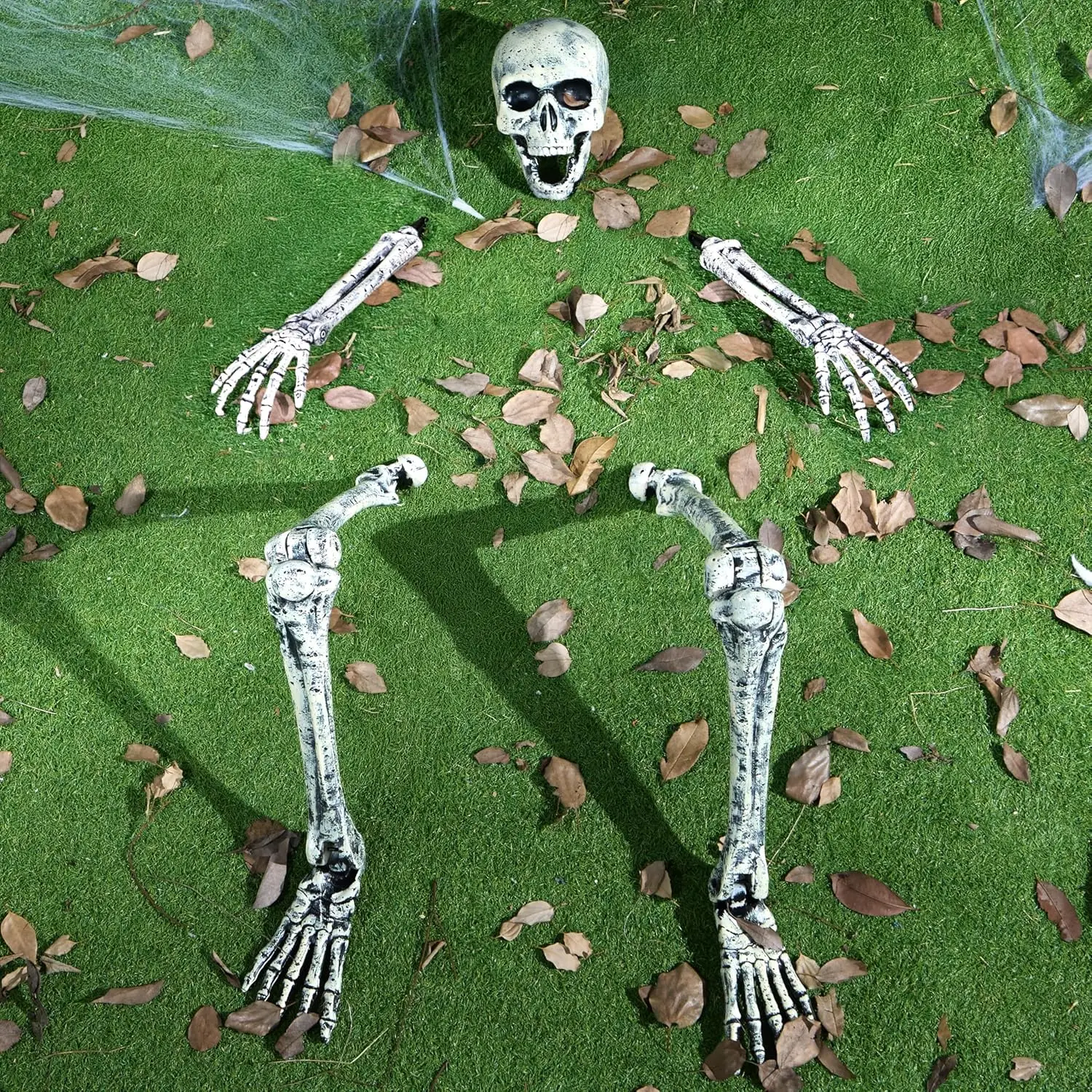 5 Pcs Life Size Skeleton Halloween Skeleton Decorations Outdoor Yard Stakes Groundbreaker Skulls Decor for Graveyard Yard Lawn Garden Ground Party Supplies