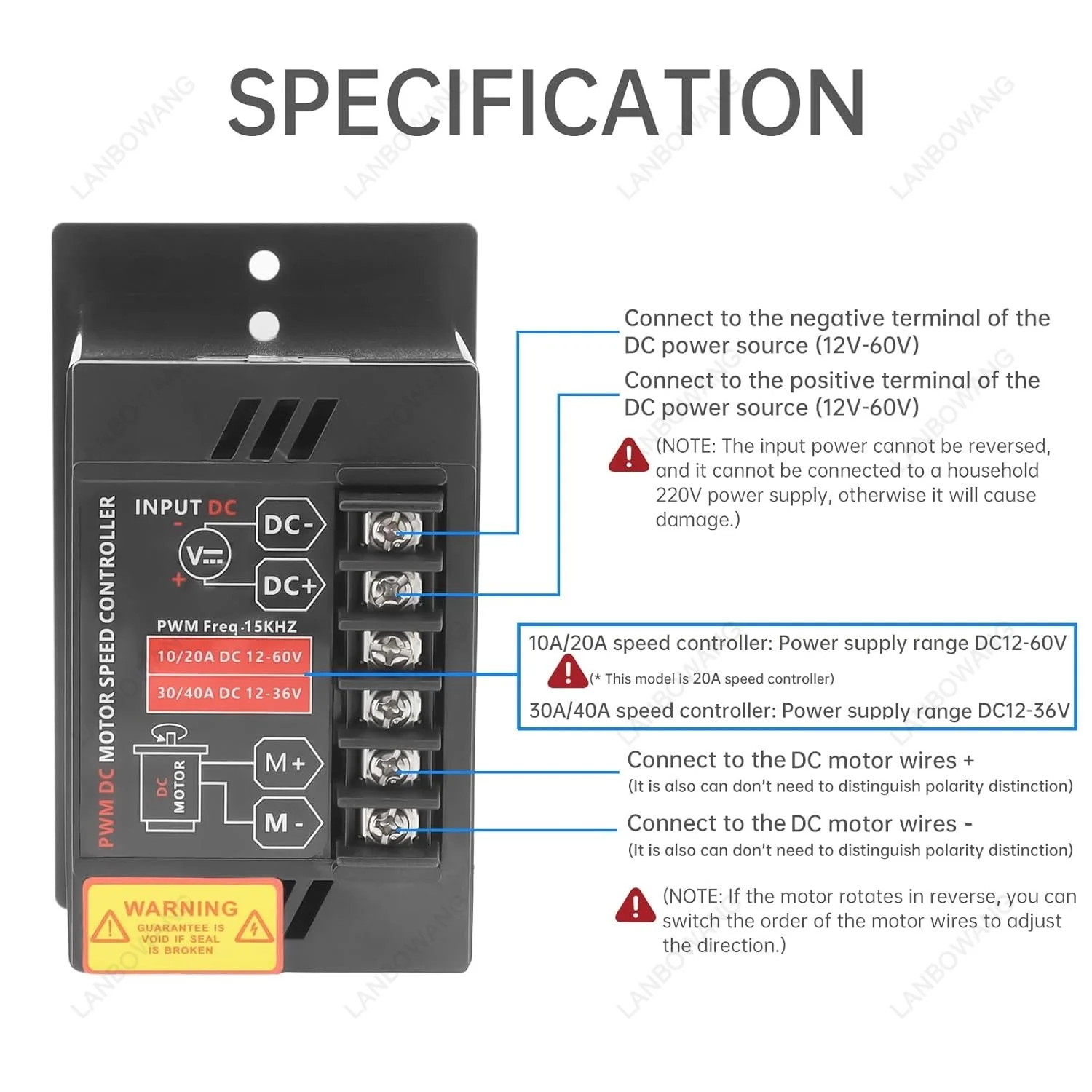 Short Version: 3‑Speed PWM Brushed DC Motor Speed Controller Forward Reverse DC12‑48V