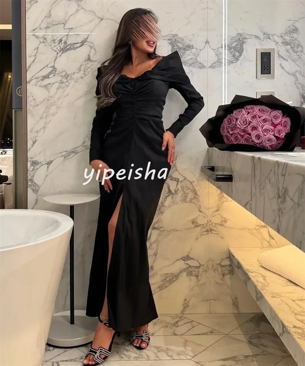 

Вечерние платья из джерси со складками и рюшами, драпированное длинное платье русалки с v-образным вырезом, изысканное платье высокого качества для выпускного вечера для женщин по индивидуальному заказу