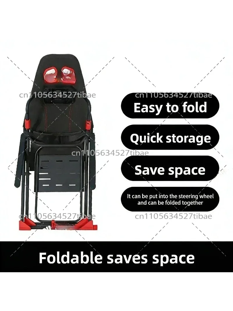 Foldable Racing Simulator Cockpit Frame with Integrated Seat - Includes Steering Wheel Pedals And Gear for Enhanced Gaming Exper