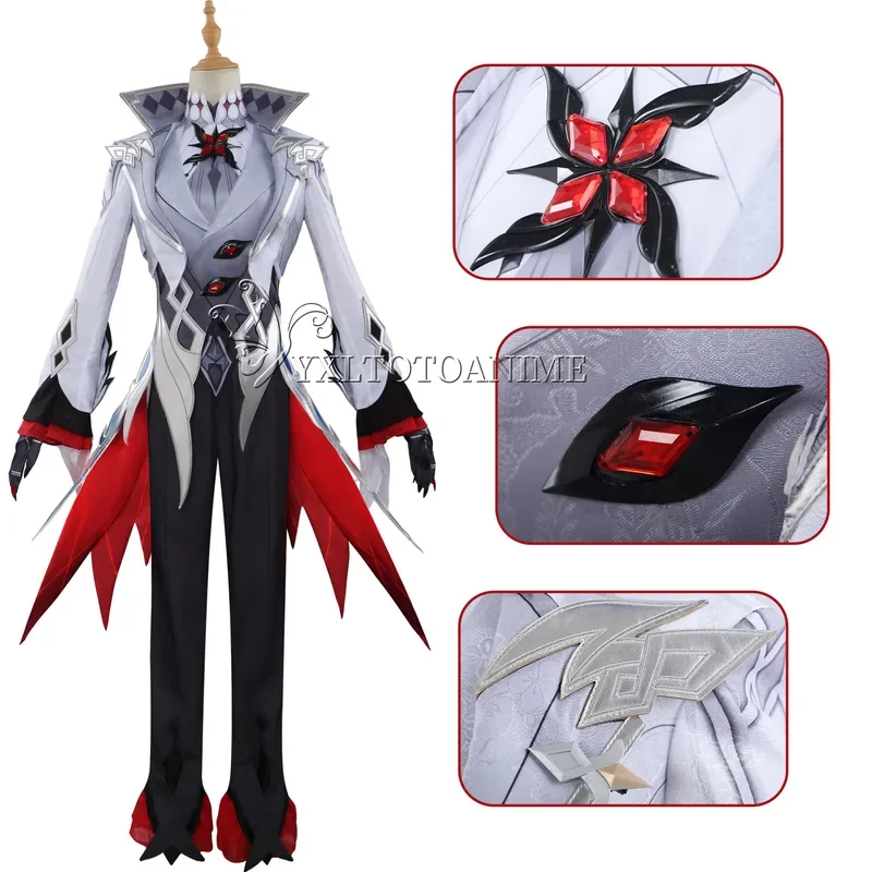 Новая версия Harlequin Косплей Костюм Genshin Impact Fatui The Knave Uniform Eleven Fatui Harbingers Arlecchino Outfit