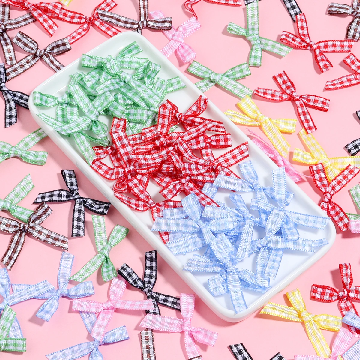 

50 шт./лот, шотландский бант, красочная лента, клетчатый бант, связанный вручную, бантом для самостоятельного изготовления ювелирных изделий, рождественские украшения ручной работы