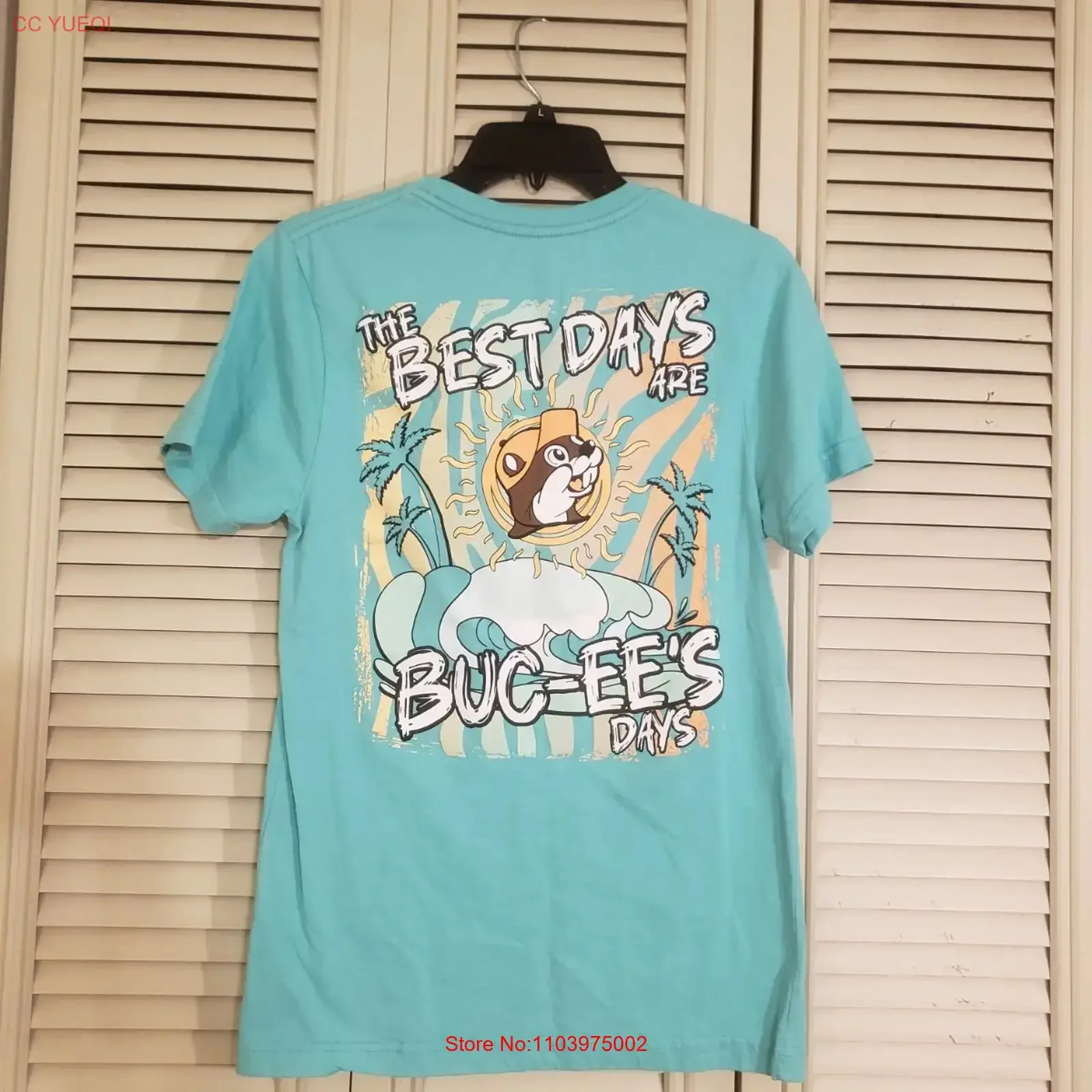 Camiseta Buccees Talla S Teal The Best Days Are Buc-eez, Estilo Vintage Lavado, Gráfico, Streetwear, Transpirable, Ligeramente Holgada para Hombre