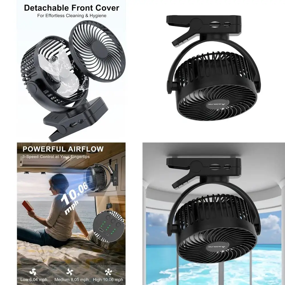 

Портативный магнитный вентилятор на 12000 мАч с 3 скоростями, LED-подсветкой и таймером для круизных кают