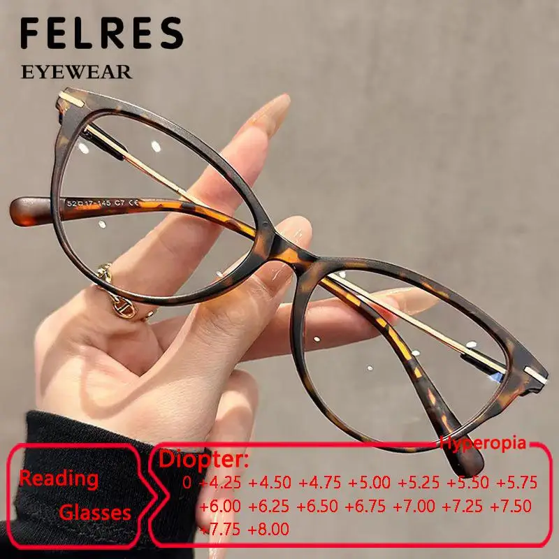 Cat Eye High Strength +4.25 To+8.00 Anti Blue Light Reading Glasses Elderly Women Eye Protection Presbyopia Prescription Eyewear