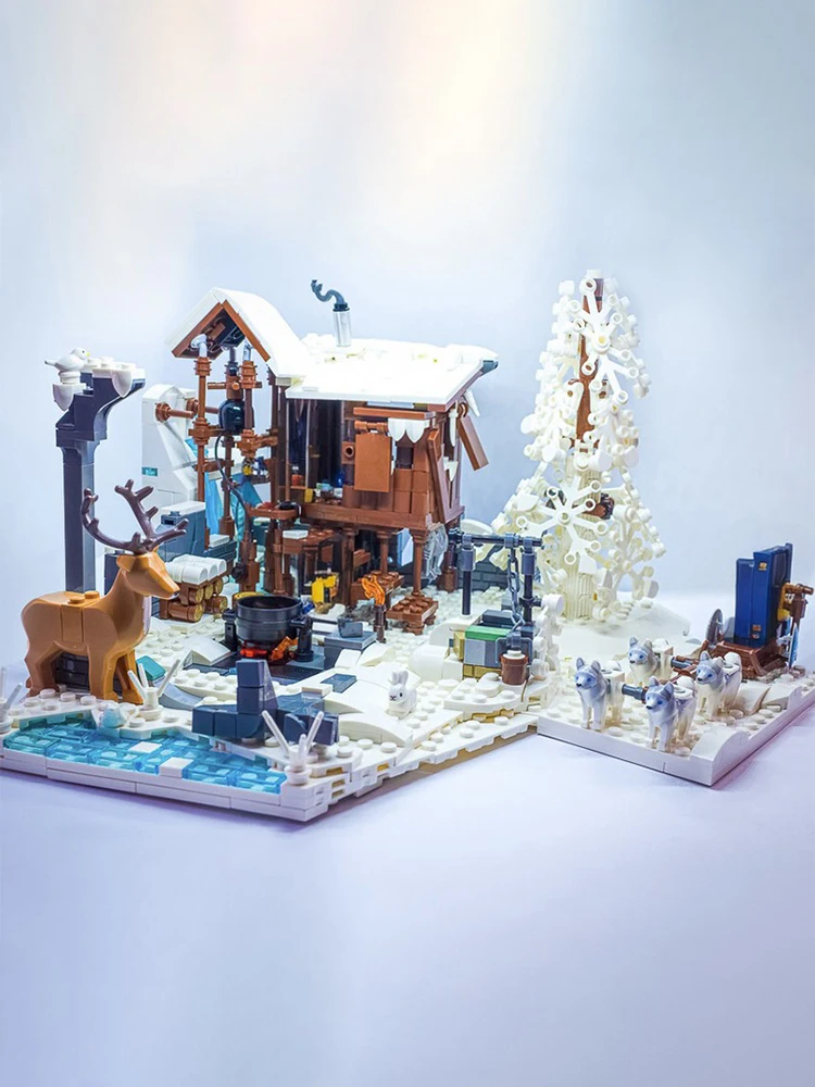 977 PCS MOC City Street Views Modular Winter Outpost Building Block Diy Educational Assembly Kids Toy Birthday Christmas Gift