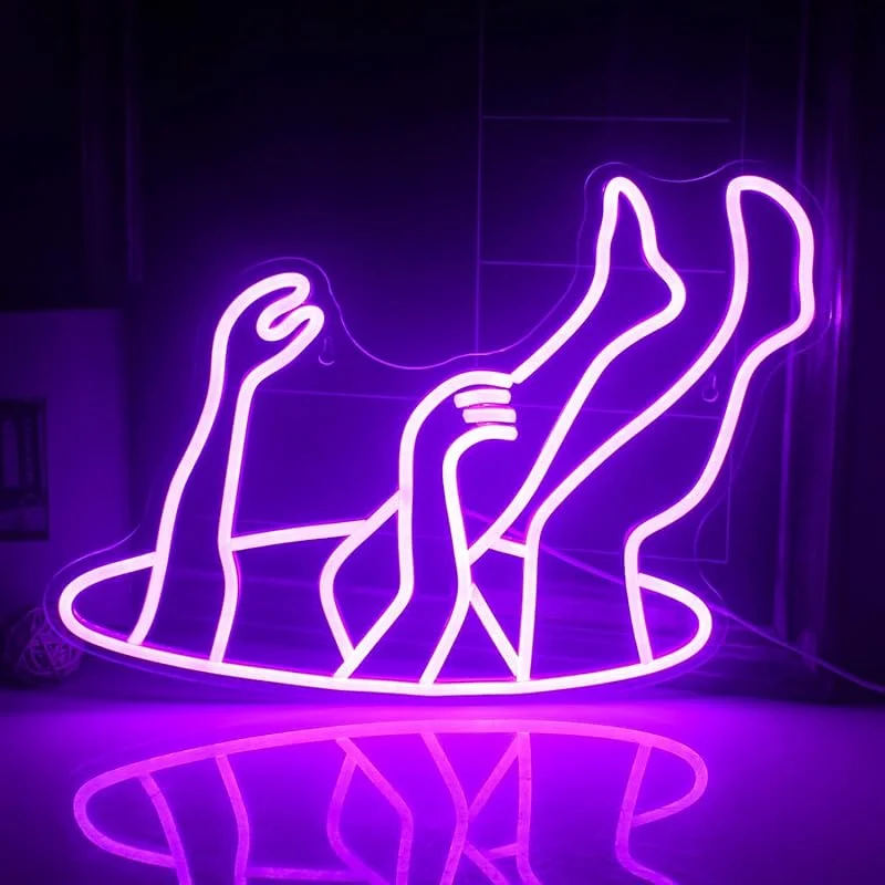 Falling Man Neon Sign Fall Falling into Hole Neon Light Purple LED Light Wall Decor Bedroom Home Bar Man Cave Game Room Party