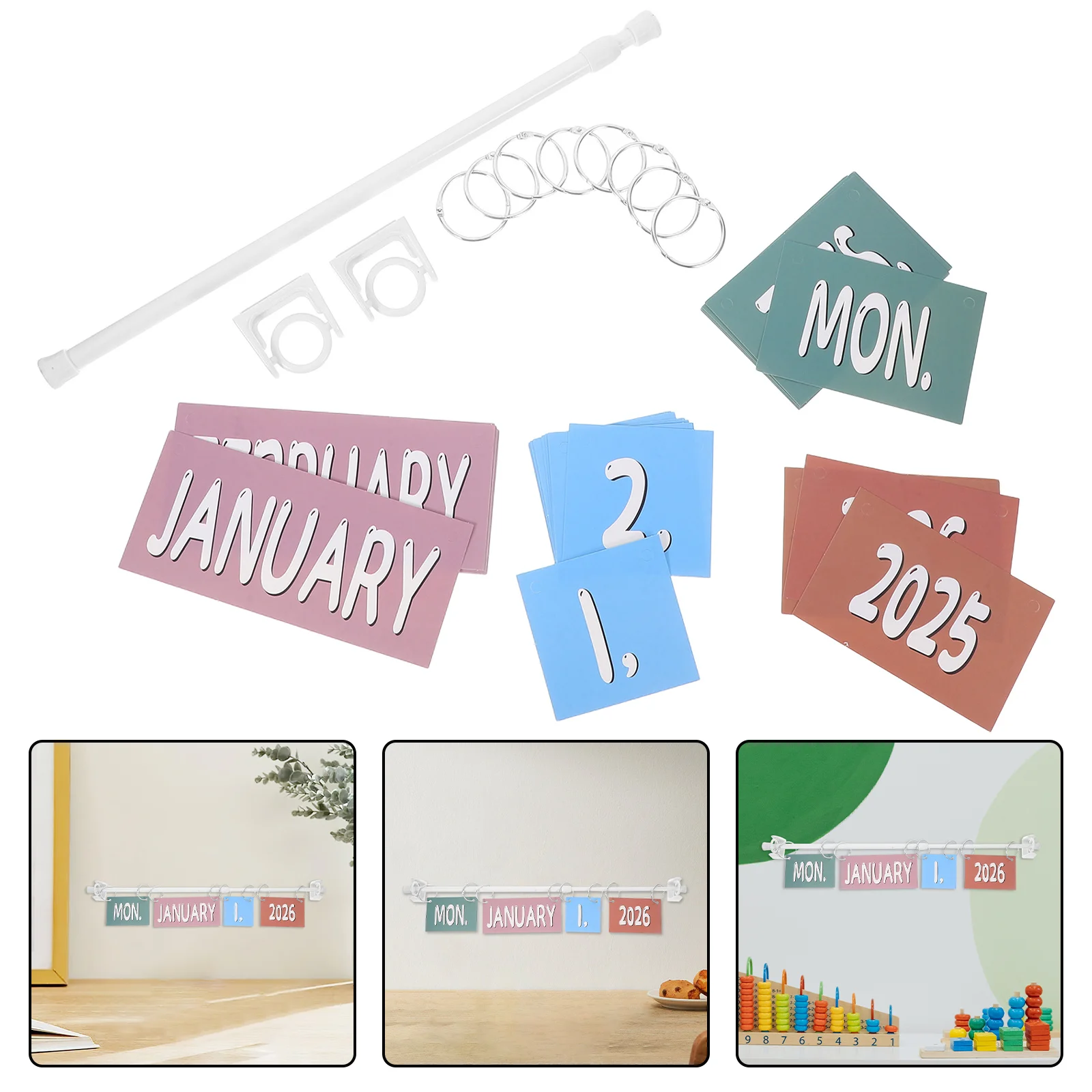 

1 set 1 Set Flip Calendar Bulletin Board For Classroom Boho Decor Preschool Teacher School Supply 2025-2028 Desk Wall Organizer