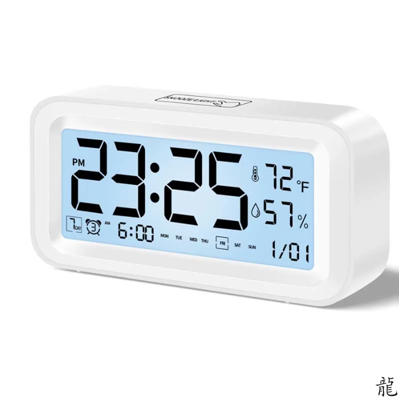 Multi-function Digital Clock LED Brightness Adjustable Temperature and Humidity Display Dual Mode Alarm Clock