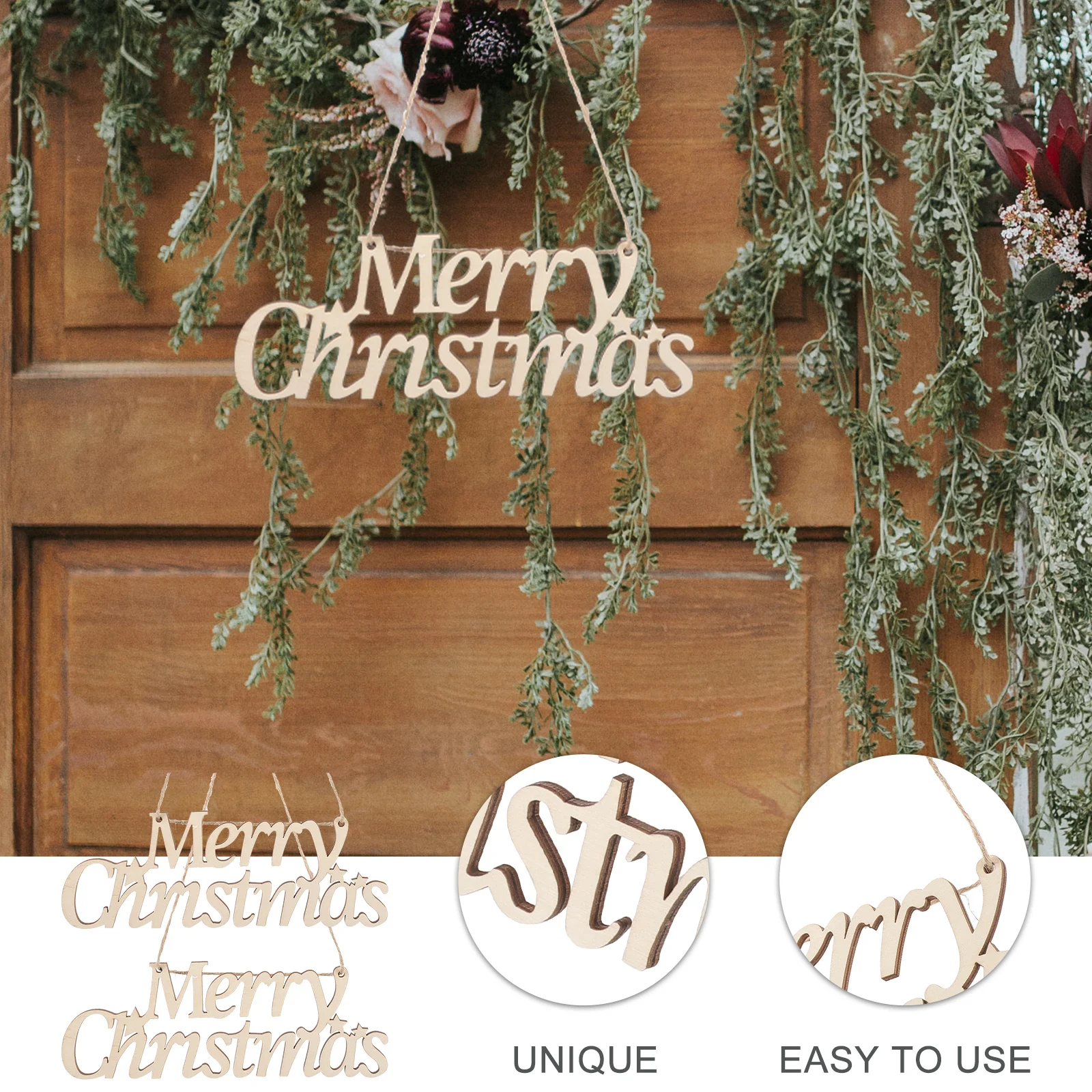 

2Pcs Wooden Christmas Letter Sign Hanging Door Decor Xmas Party Decorations Indoor Outdoor Home Decor Sign Christmas Ornaments