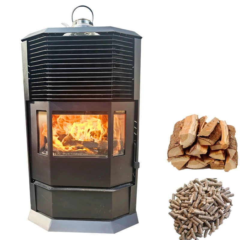 Best Selling Product 2026 Double Fuel Wood Pellets and Firewood Heating Power 30kw Stove for Cooking and Heating Indoor Used