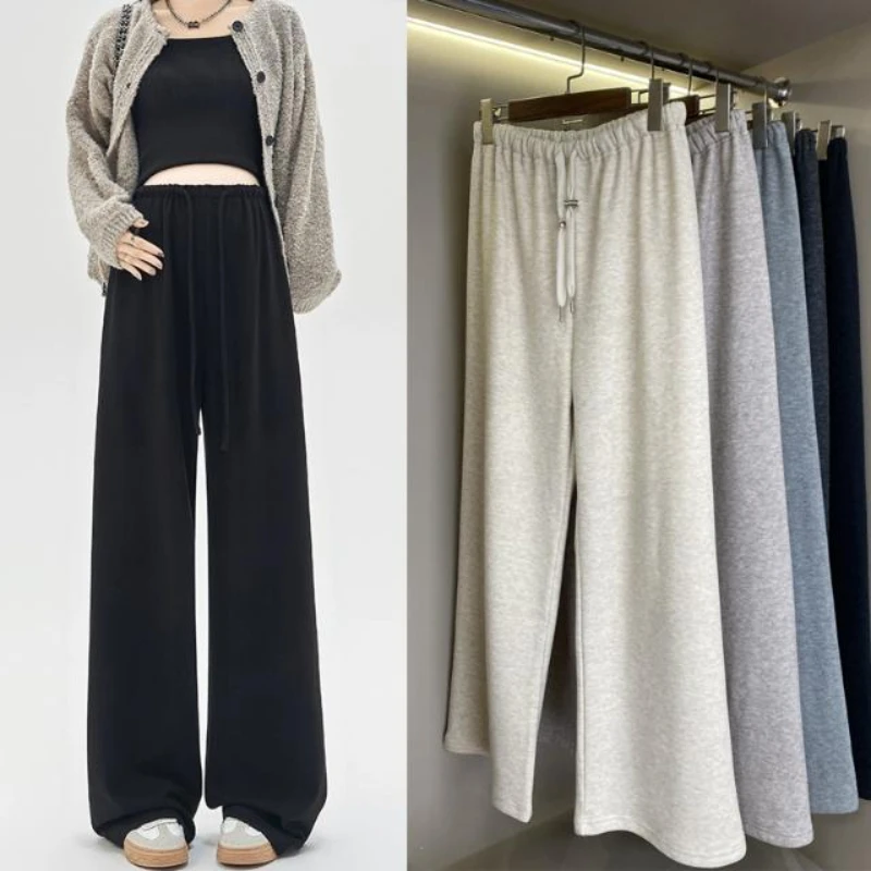 

Maternity Pants Fall Winter Padded Thickened Outside Wearing Wide-legged Casual Belly Care Straight Pants Draped Loose Pants