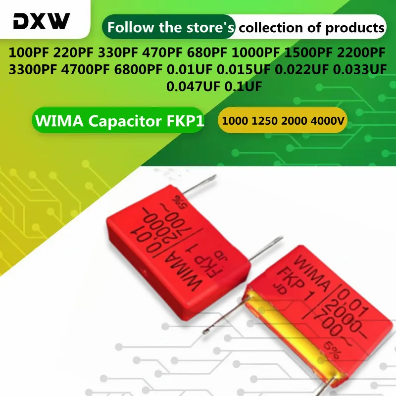 2PCS/Lot WIMA FKP1 100 150 330 470 680 1000 2200 3300 4700 6800PF 0.01 0.015 0.033 0.047 0.068 0.1UF 630V 1000 1250 2000 4000V