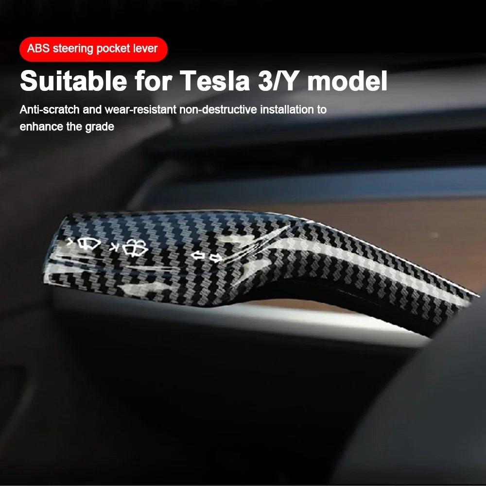 Gear Shift Cover Steering Lever Handle Protection Shifter Shell Carbon Fiber Shift Knob Cover For Tesla Model 3 Y Accessories