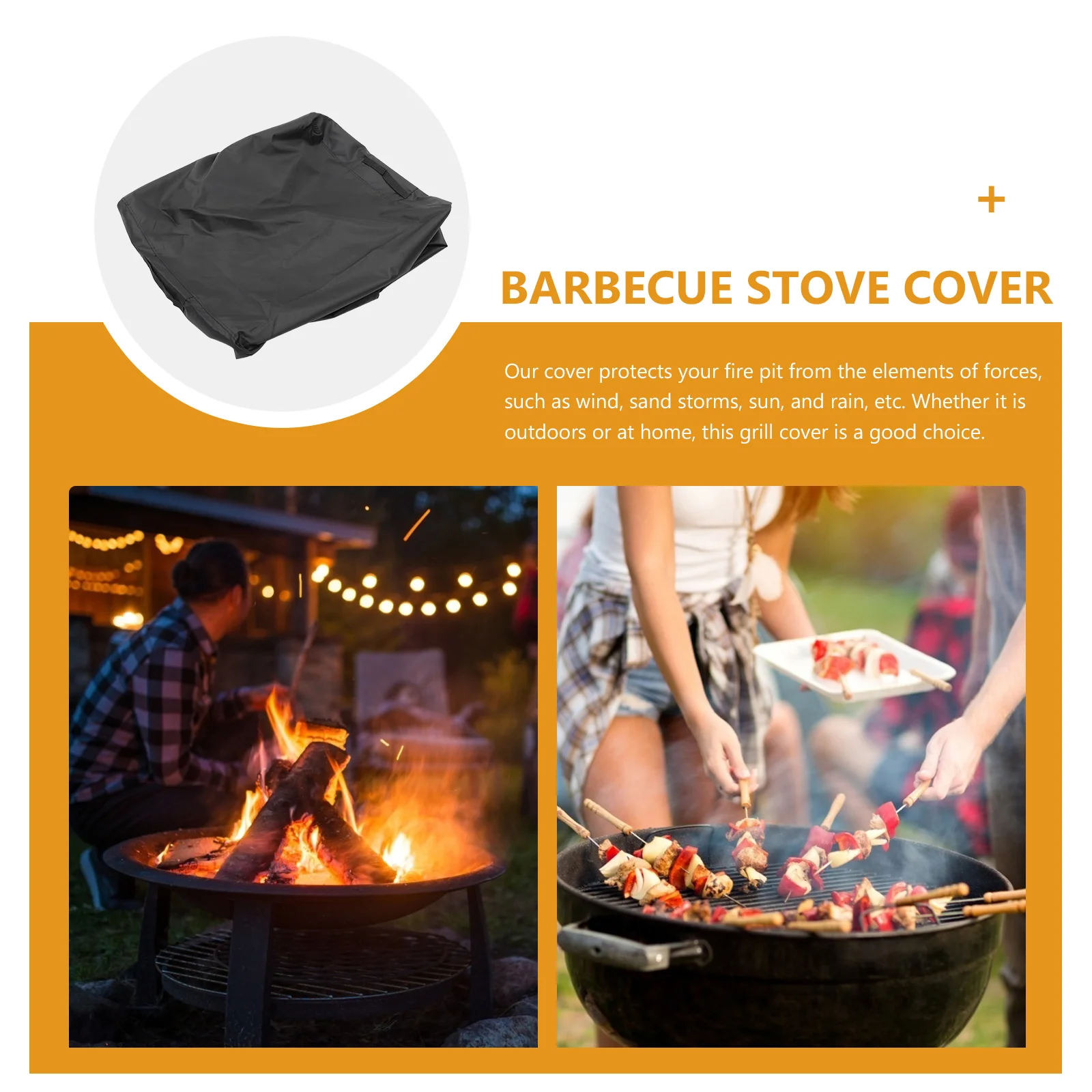 

Outdoor Fireplace Cover Heavy Duty Oxford Fabric Waterproof Tear Resistant Bbq Oven Cover for Patio Backyard Use
