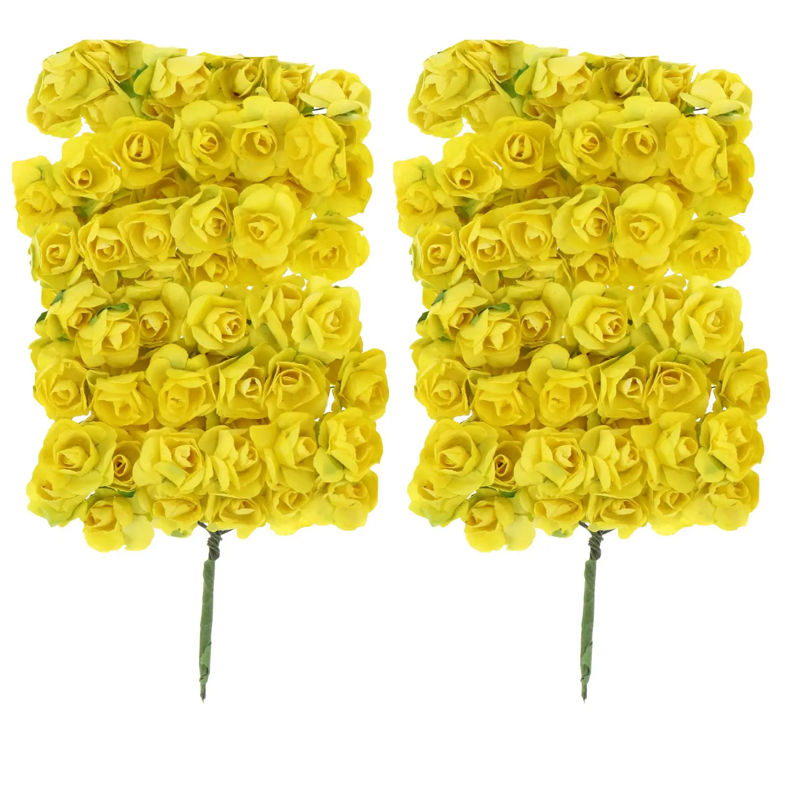 

144 Pcs Yellow Paper Roses Wedding Decor Artificial Flowers Sturdy Bouquet Adornments Home Simulated Decorations