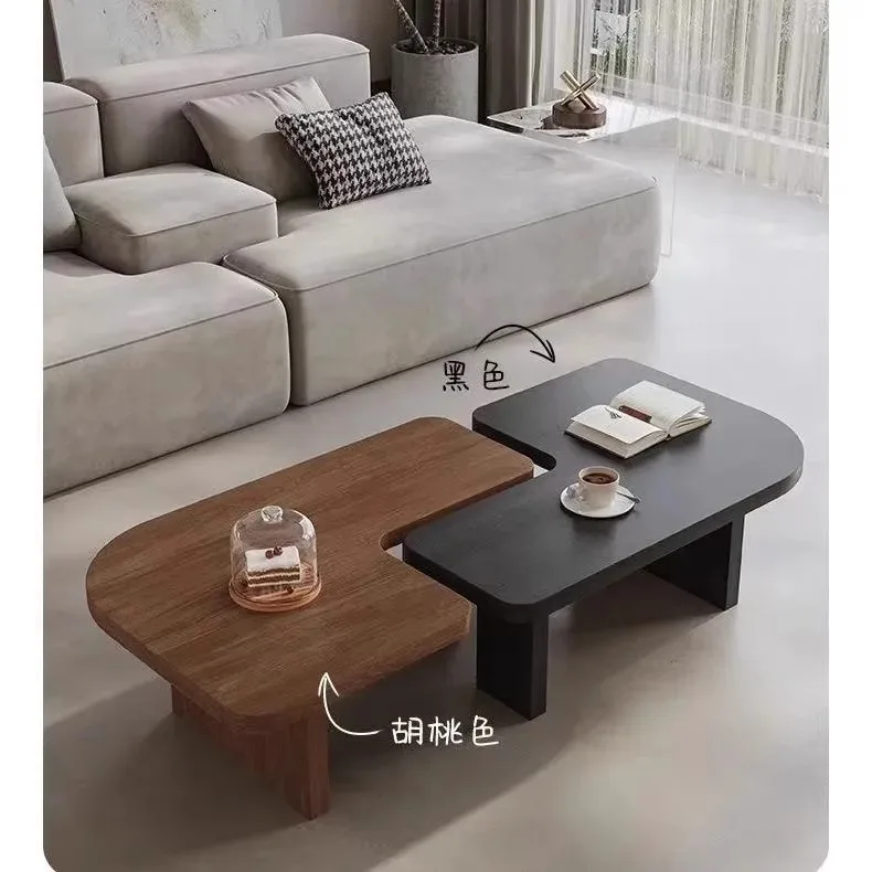 

All solid wood creative double coffee table hotel homestay special-shaped coffee table modern simple rubber wood