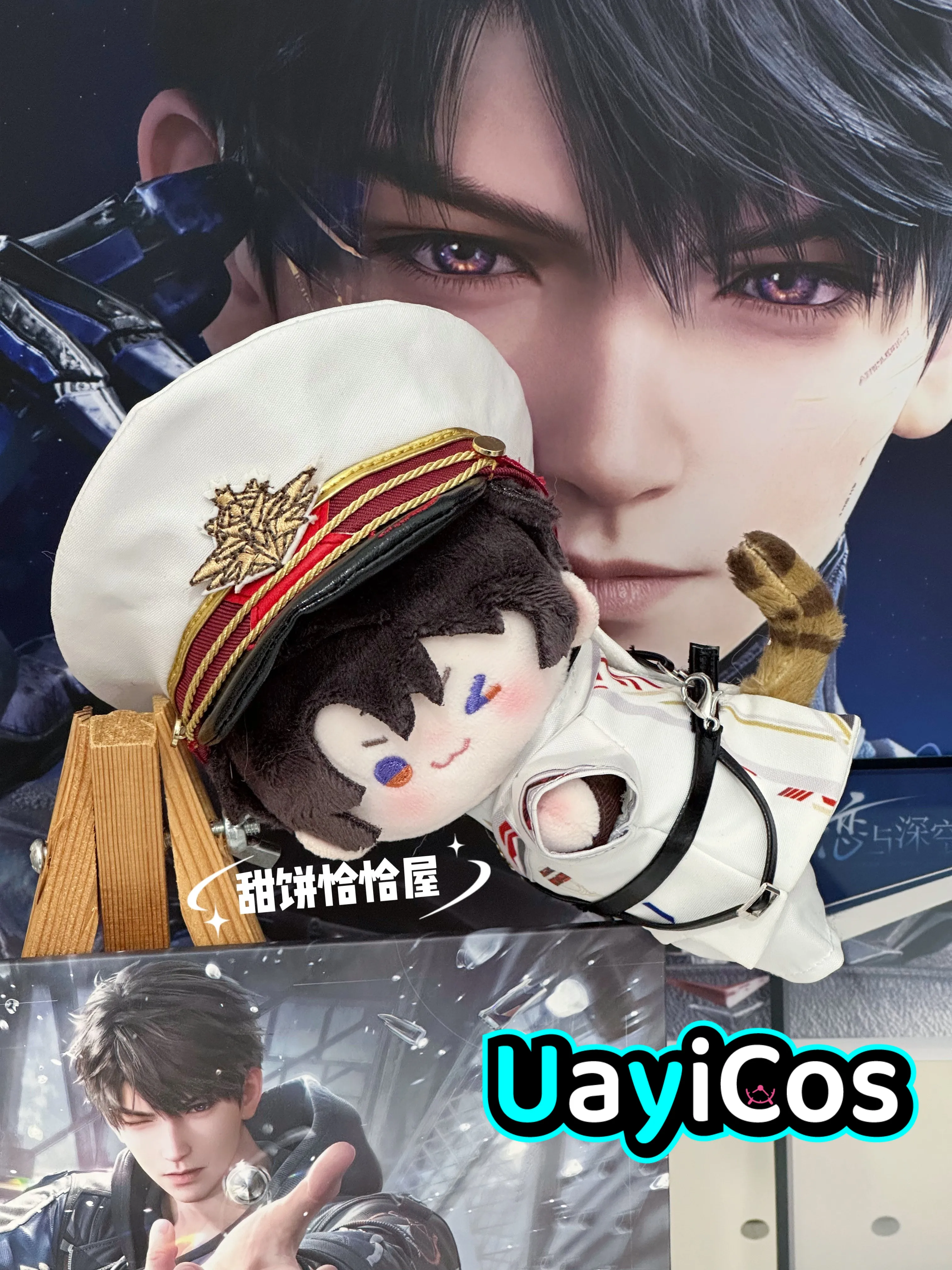10cm Doll Clothes Love and Deepspace Caleb Cool Guy Officer Uniform Suit Gloves Stuffed Plushies Doll Accessories Anime Toy  Gif