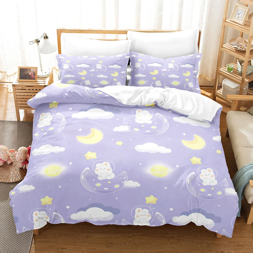 

Kawaii Cute emoji cloud Three Piece Bedding Set Luxury Comforter Set with Queen King Size Including household goods Anime