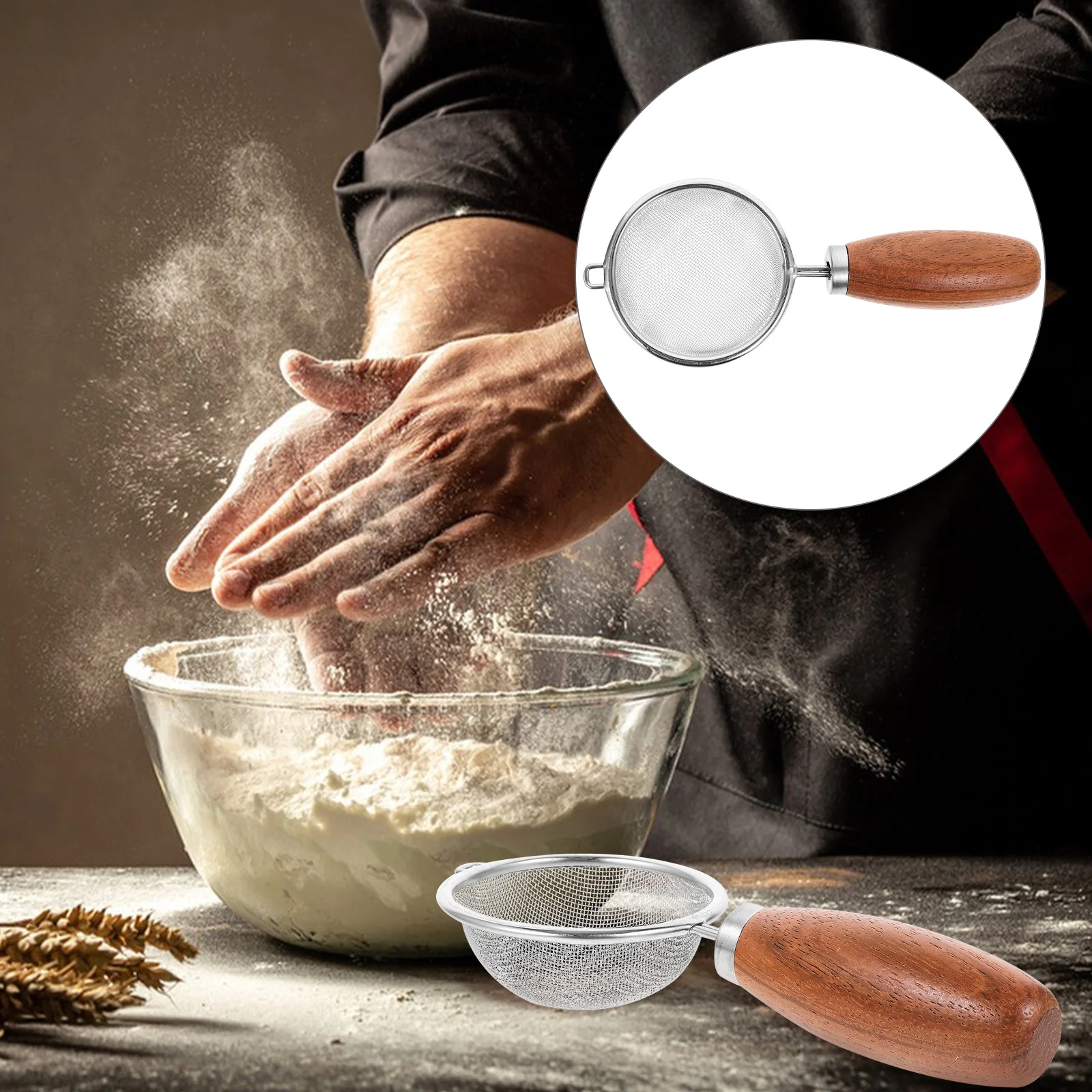 

Kitchen Fine Mesh Strainer Stainless Steel Multipurpose Sifter for Soy Milk Juice Flour Baking Tools Home Use Handle