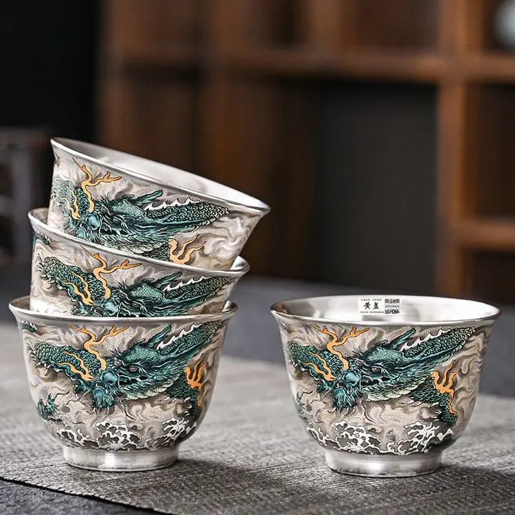 

Creative Dragon Cup Exquisite Chinese Tableware Home Kitchen Use Teacups, Premium Gift for Friends Traditional Tea Set