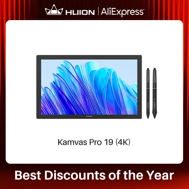 

HUION KAMVAS Pro 19 4K UHD Drawing Tablet with Touch Screen, 96% Adobe RGB Drawing Monitor with 1.07 Billion Colors, PenTech 4.0